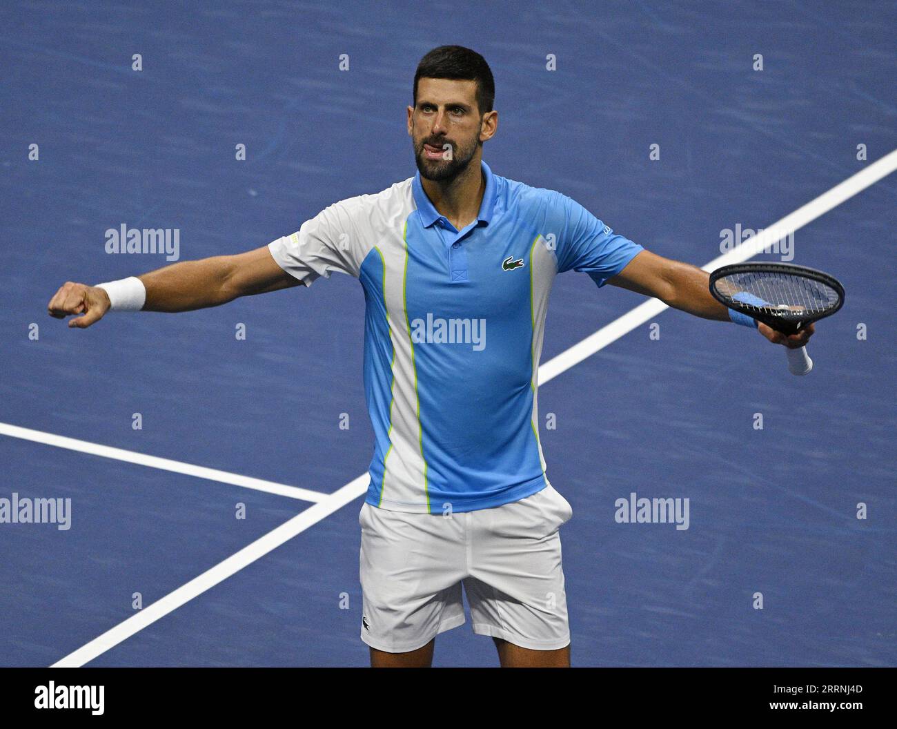 New York, USA. September 2023. US Open Flushing Meadows New York, USA. September 2023. Tag 12 Novak Djokovic (SRB) gewinnt Halbfinalspiel Credit: Roger Parker/Alamy Live News Credit: Roger Parker/Alamy Live News Stockfoto