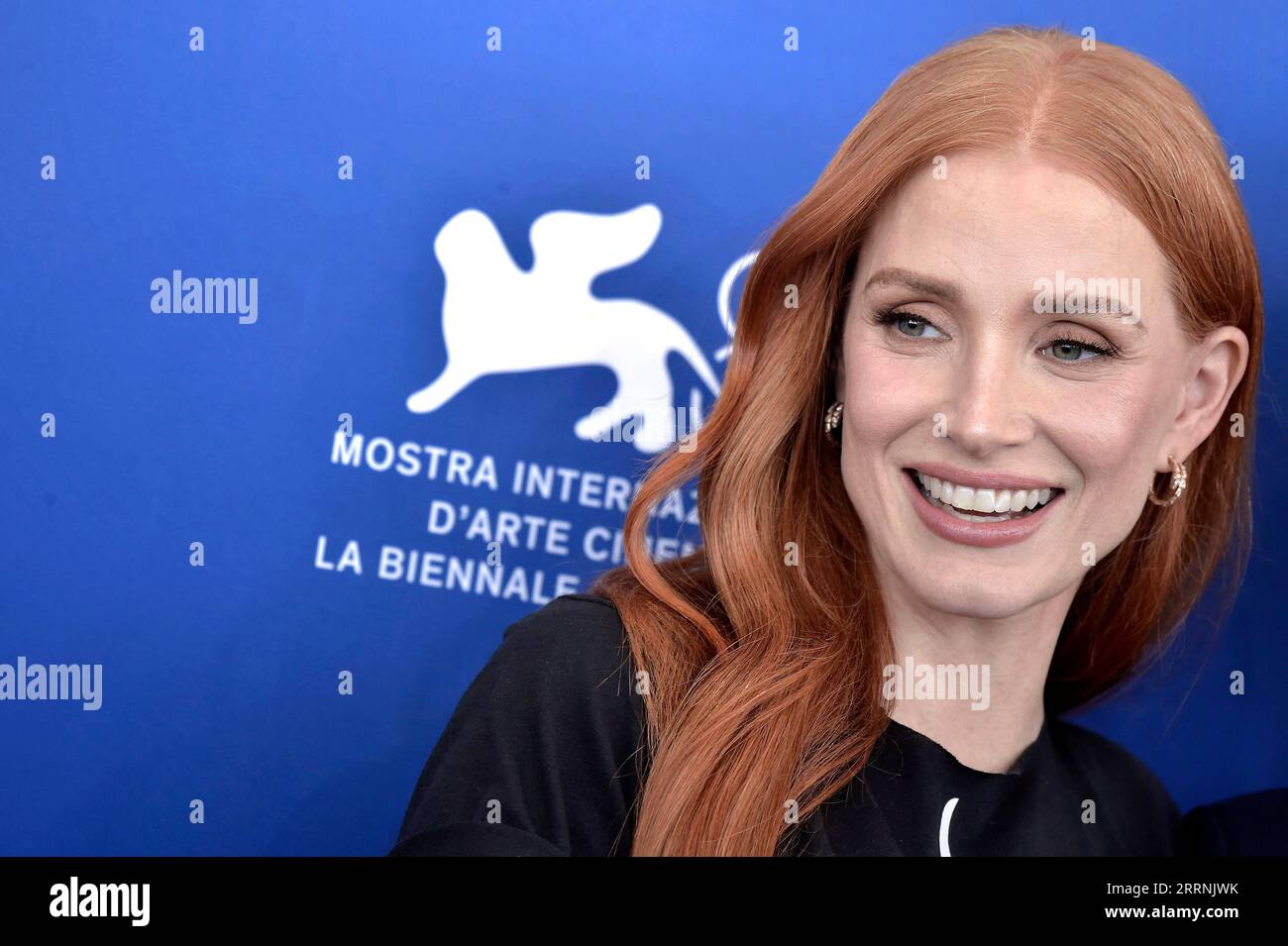 Venedig, Italien. September 2023. Jessica Chastain nimmt am Freitag, den 8. September 2023, am 80. Internationalen Filmfestival in Venedig, Italien, an einem Fototermin für den Film „Memory“ Teil. Foto von Rocco Spaziani/UPI Credit: UPI/Alamy Live News Stockfoto