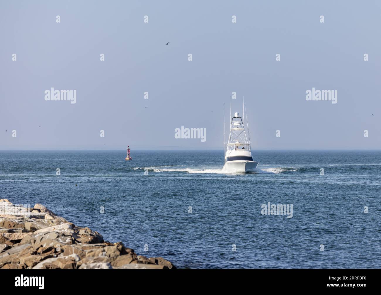 Großes, elegantes Fischerboot, Gianna Maire, die von einem Tag des Angelns zurückkehrt Stockfoto