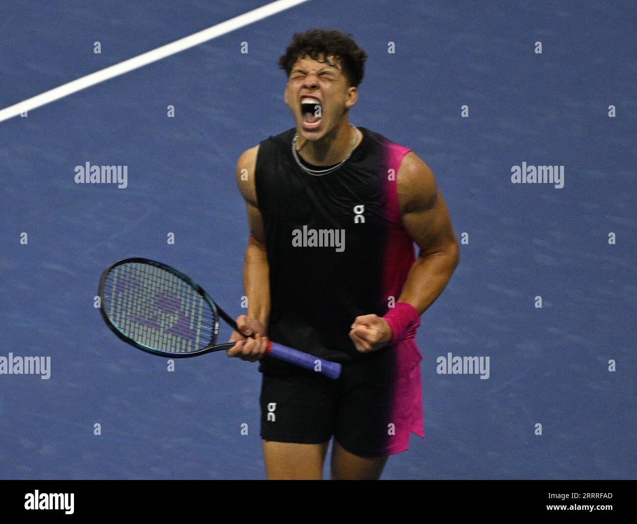 New York, USA. September 2023. US Open Flushing Meadows New York 08/09/2023 Tag 12 Ben Shelston (USA) Halbfinalspiel Foto Roger Parker International Sports Fotos Ltd Credit: Roger Parker/Alamy Live News Stockfoto