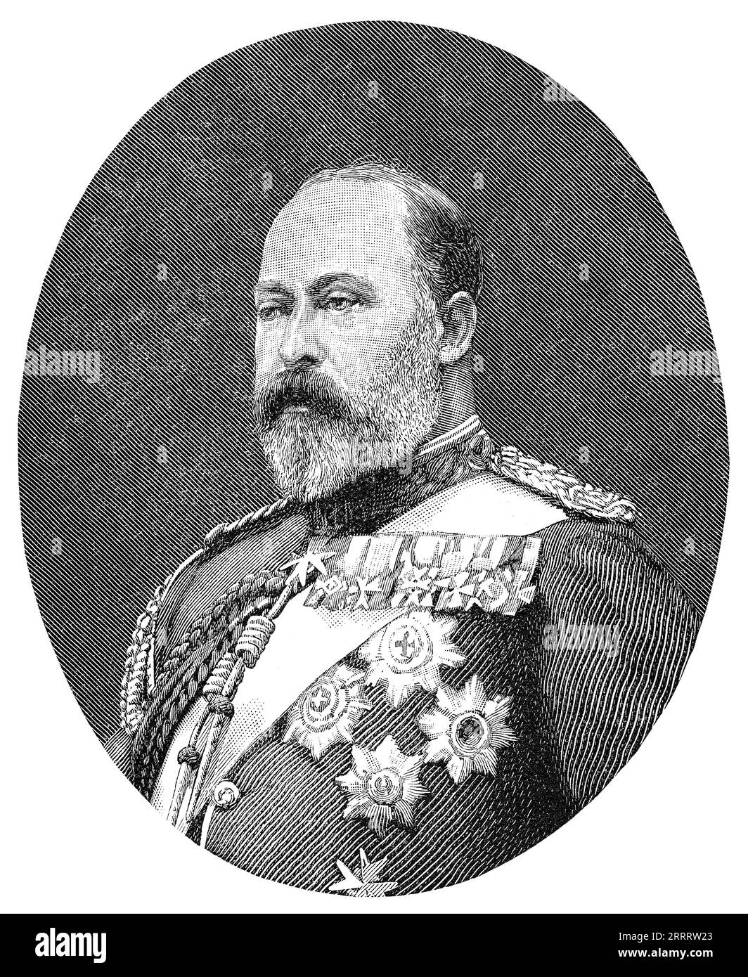 1902 Vintage-Stich; ein Porträt von König Eduard VII Stockfoto