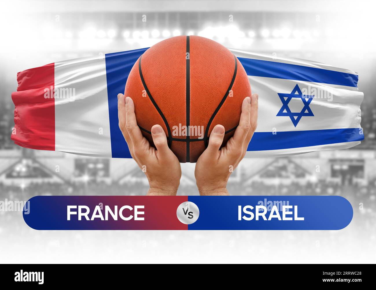 Frankreich gegen Israel nationale Basketballmannschaften Basketballspiel Wettbewerb Cup Concept Image Stockfoto