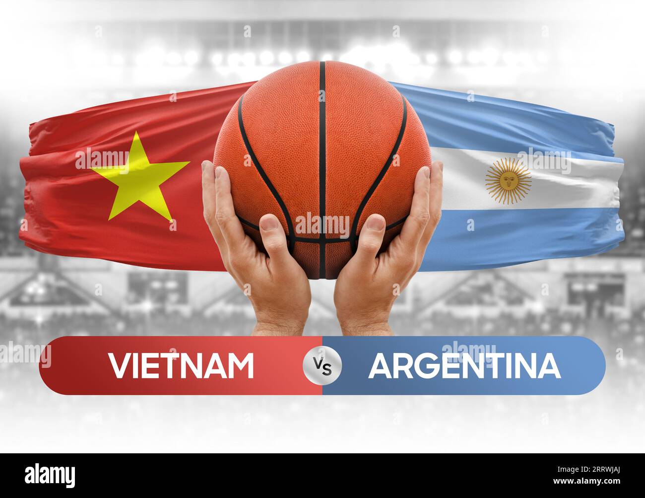 Vietnam vs Argentinien Basketball-Nationalmannschaften Basketballspiel Wettbewerb Cup Konzept Bild Stockfoto