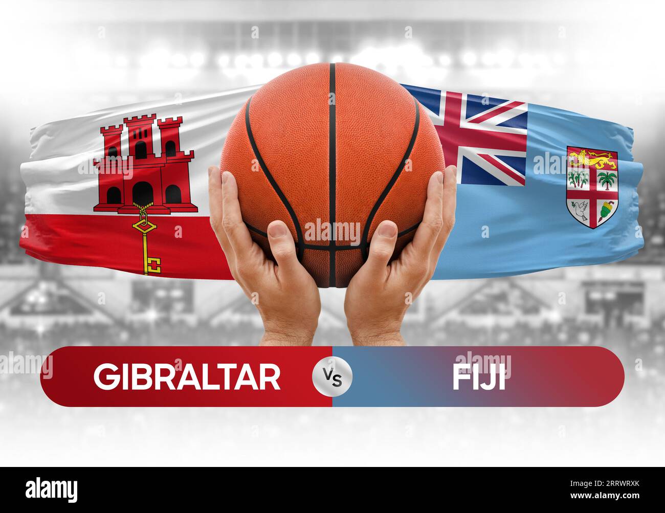 Gibraltar vs Fidschi nationale Basketballmannschaften Basketballspiel Wettbewerb Cup Konzept Bild Stockfoto