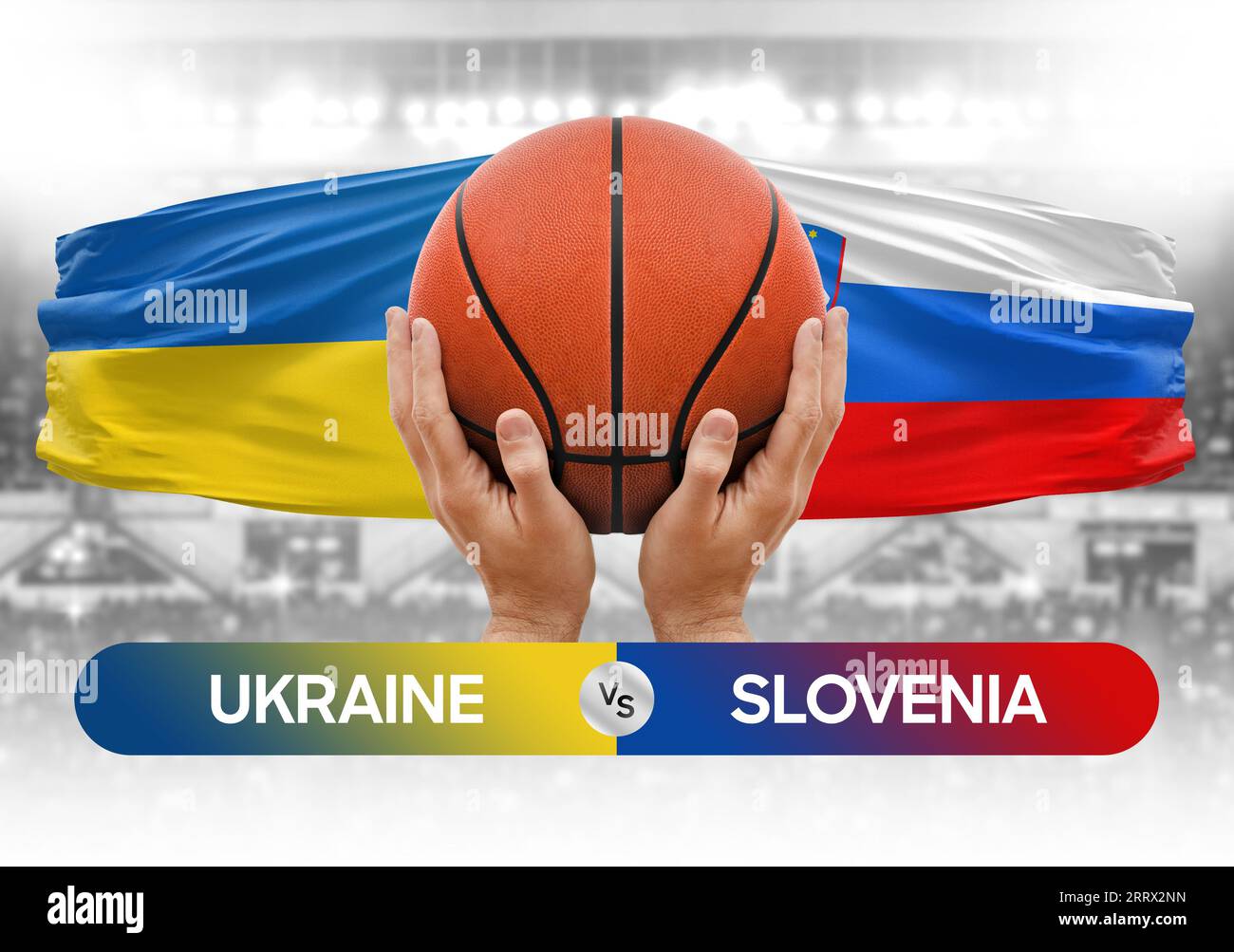 Ukraine gegen Slowenien Basketball-Nationalmannschaften Basketballspiel Wettbewerb Cup Konzept Bild Stockfoto