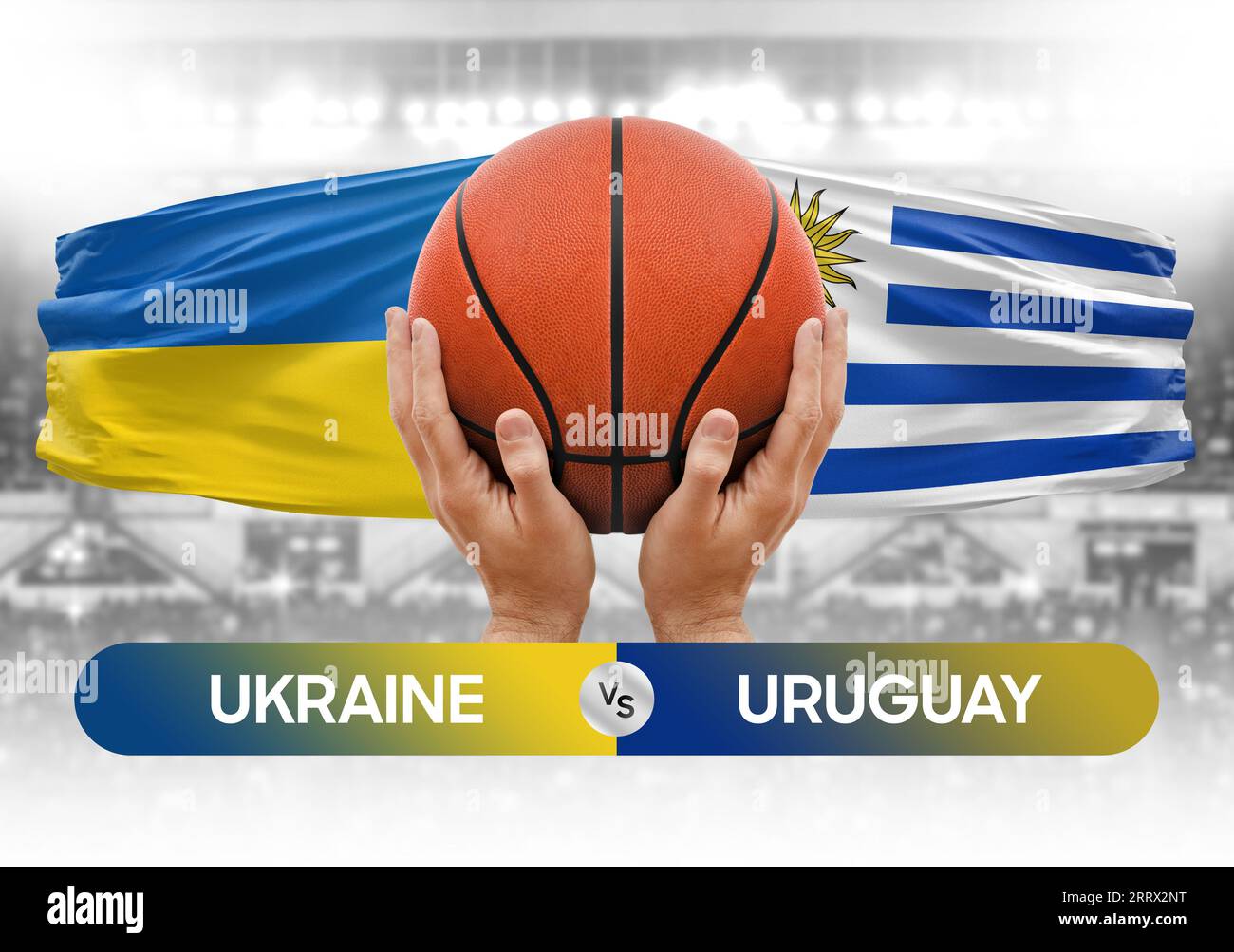 Ukraine vs Uruguay Basketball-Nationalmannschaften Basketballspiel Wettbewerb Cup Concept Image Stockfoto