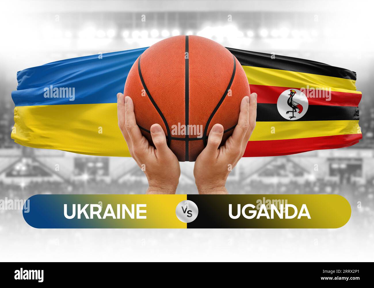 Ukraine gegen Uganda Basketball-Nationalmannschaften Basketballspiel Wettbewerb Cup Konzept Bild Stockfoto