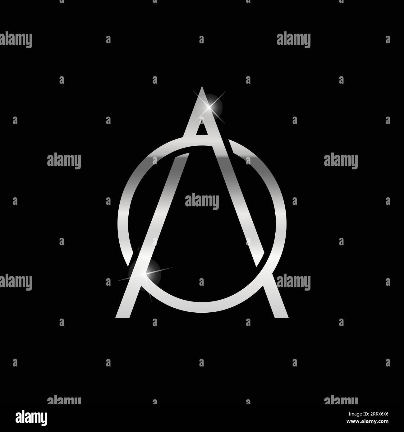 Silberner Buchstabe oa Initial Logo Design Vektor-Bild. Initial Monogram Letter O Eine silberne Logo Design Vector Template. O Ein Buchstabe dunkler Hintergrund Logo des Stock Vektor