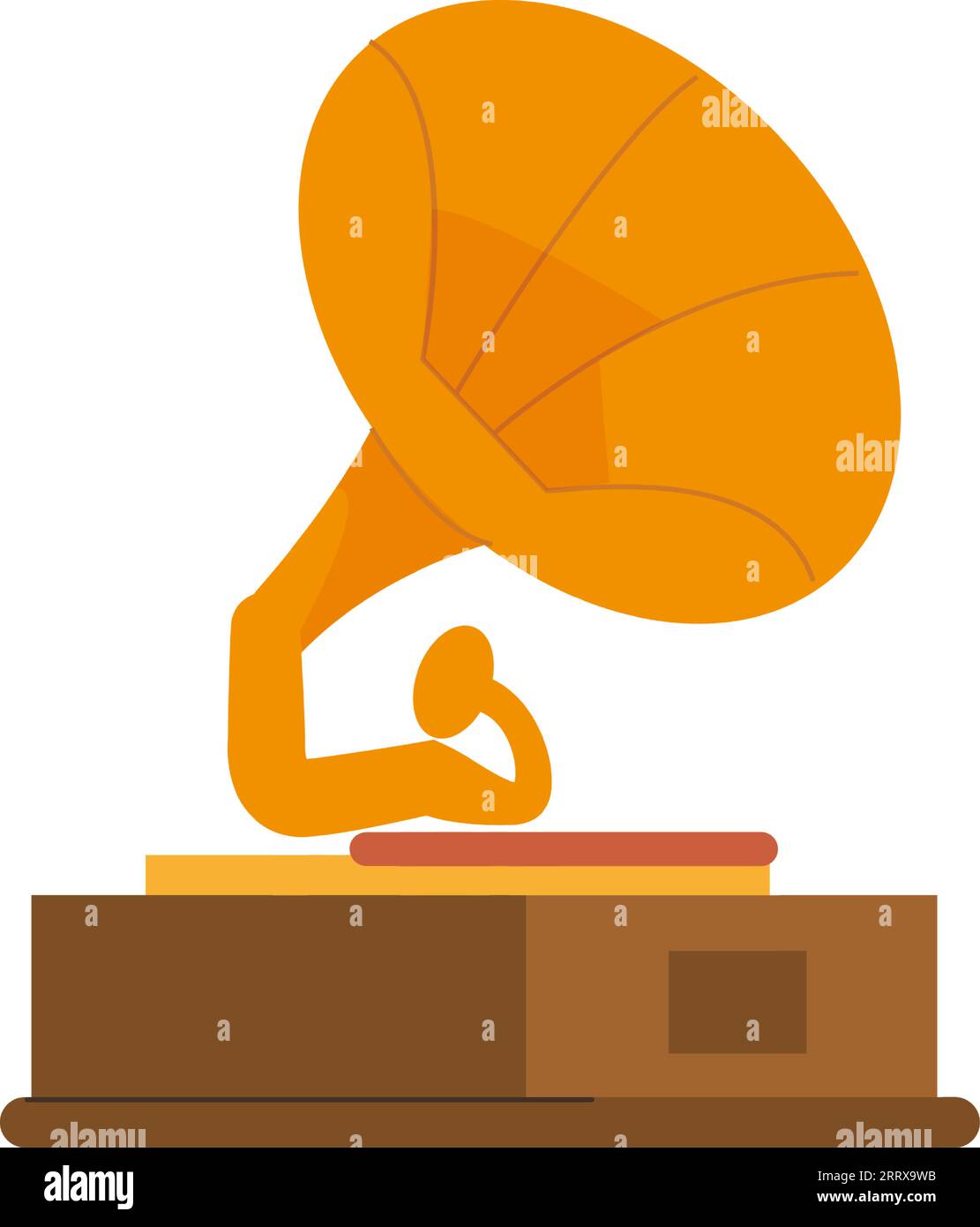 Gramophon-Symbol. Vintage-Musik-Vinyl-Plattenspieler isoliert auf weißem Hintergrund Stock Vektor