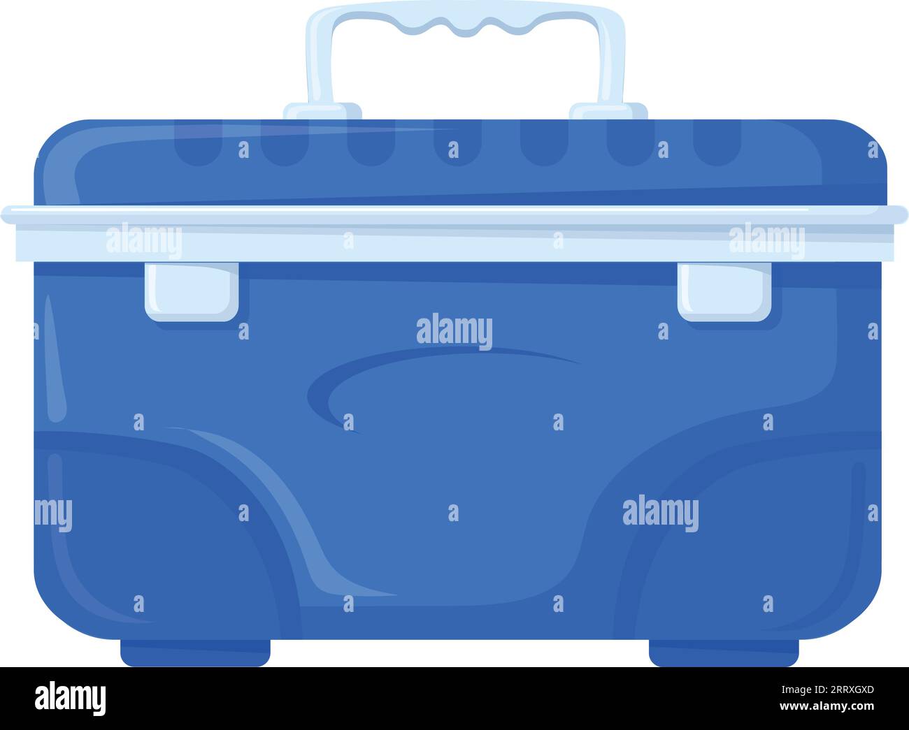 Cartoon-Symbol für den tragbaren Kühlschrank. Sommereisbox isoliert auf weißem Hintergrund Stock Vektor