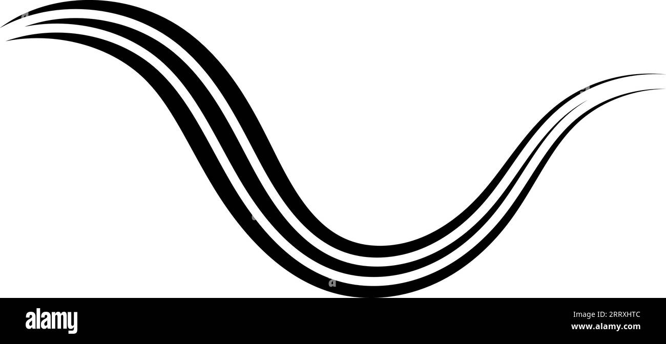 Geschwungene elegante Dreifachlinie, Band elegantes Kalligraphie-Element elegante Linie Stock Vektor