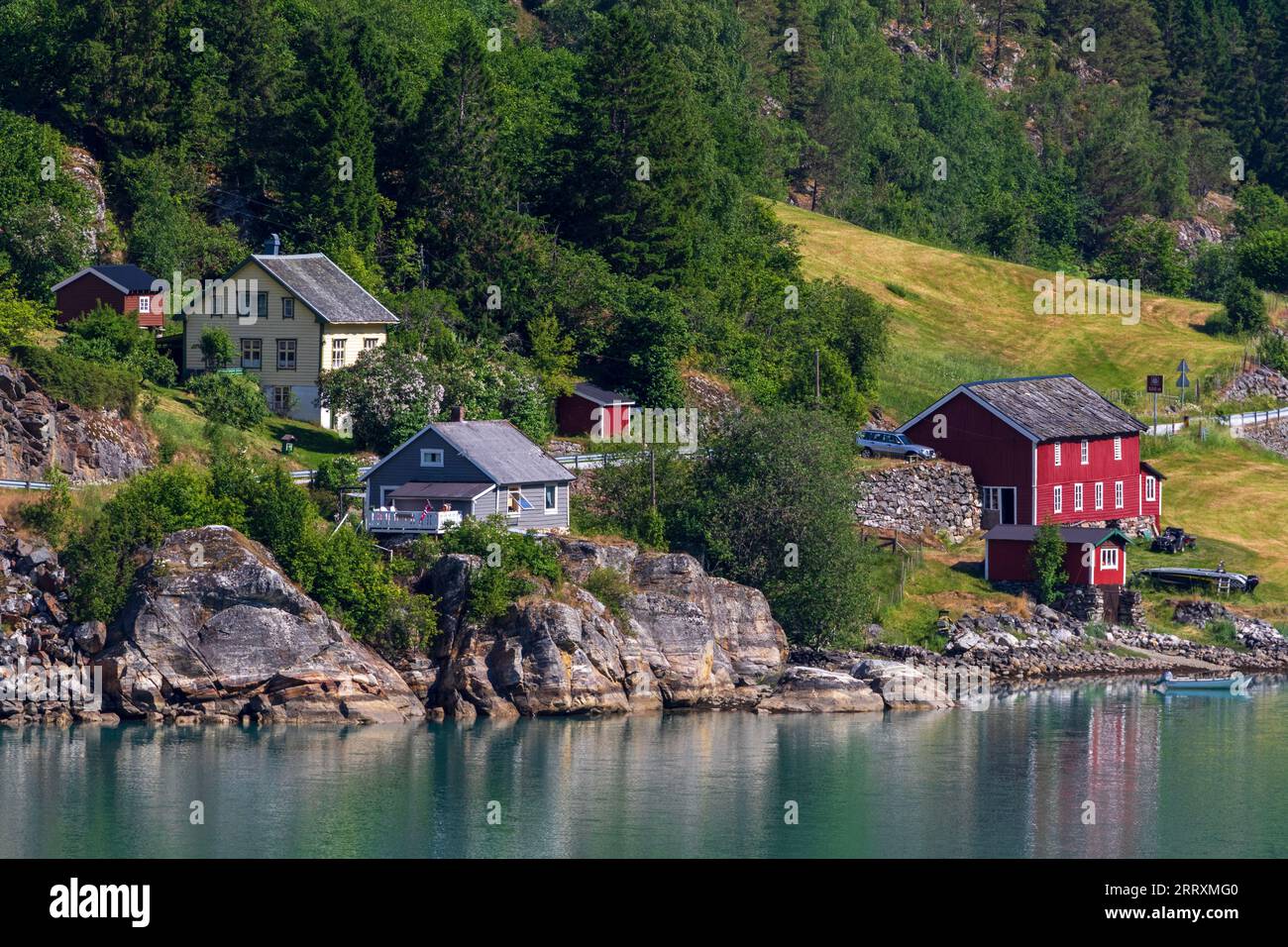 Luster Village, Vestland County, Norwegen Stockfoto