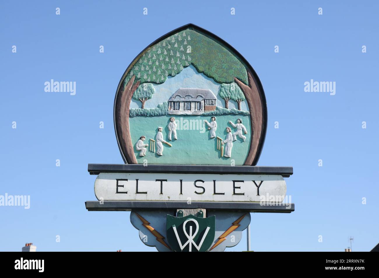 Dorfschild, Eltisley, Cambridgeshire Stockfoto