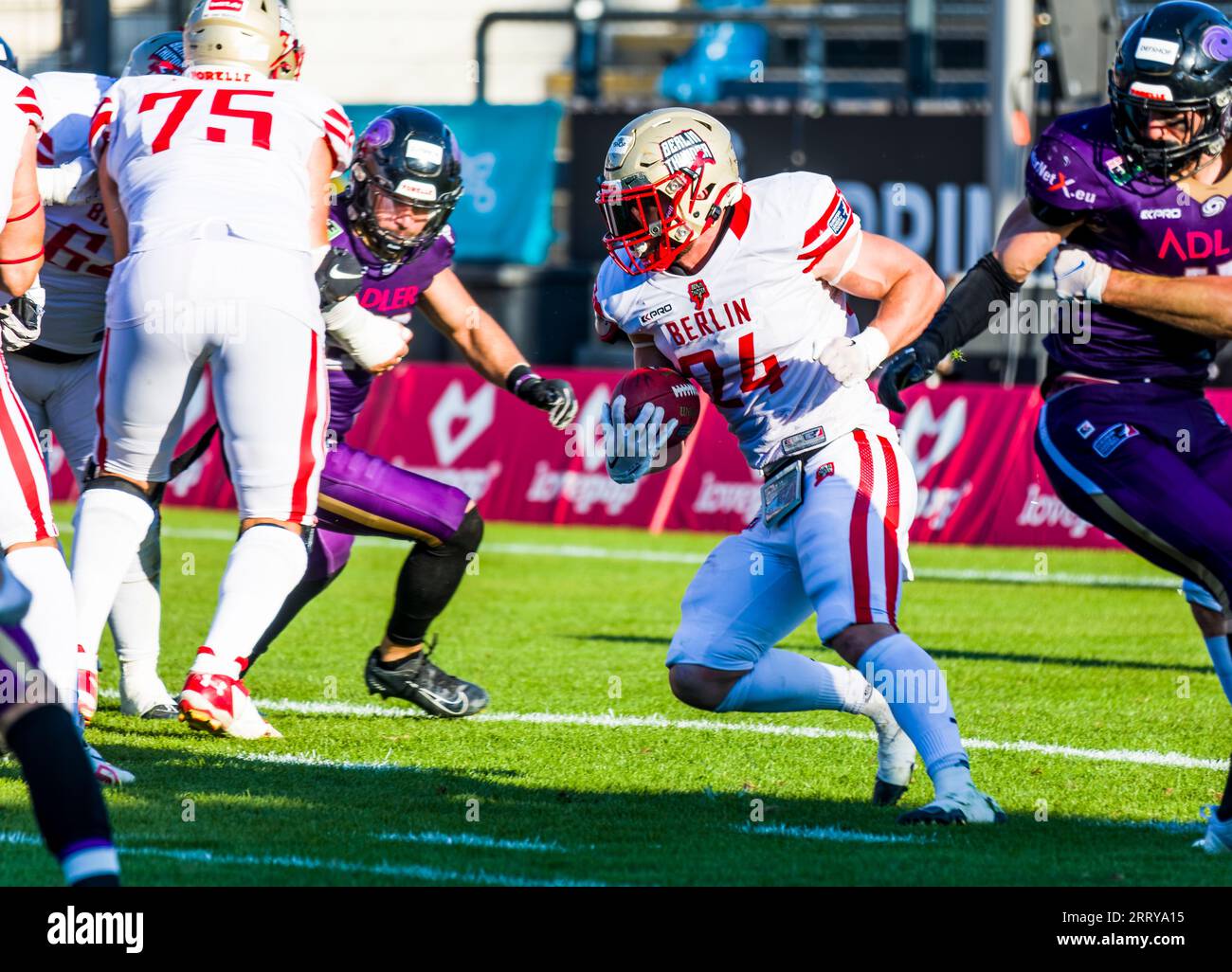 Frankfurt, Deutschland. September 2023. ELF/Playoff Game : Berlin Thunder in Frankfurt Galaxy am 09. September 2023, in der PSD Bank Arena, Frankfurt am Main, Berlin Thunder /# 24 Tim Schulz Credit: Frank Baumert/Alamy Live News Stockfoto