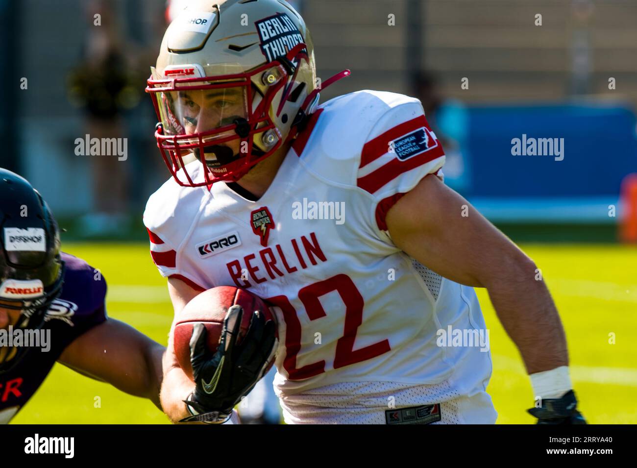 Frankfurt, Deutschland. September 2023. ELF/Playoff Game : Berlin Thunder in Frankfurt Galaxy am 09. September 2023, in der PSD Bank Arena, Frankfurt am Main, Berlin Thunder/ S # 22 Albert Wiesigstrauch Credit: Frank Baumert/Alamy Live News Stockfoto