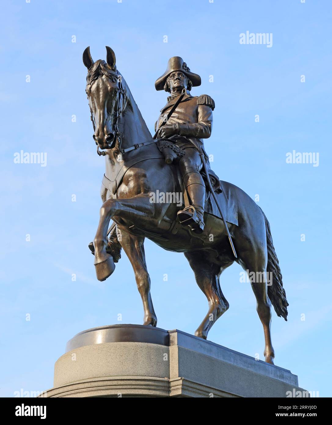 Die George Washington Statue ist das berühmte Wahrzeichen im Boston Public Garden, USA Stockfoto