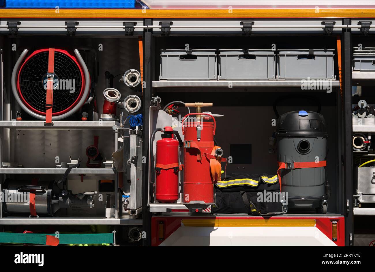 Einsatzwagen für Feuerwehreinrichtung Detail Einsatzfahrzeug für Feuerwehrettungsfahrzeuge Stockfoto