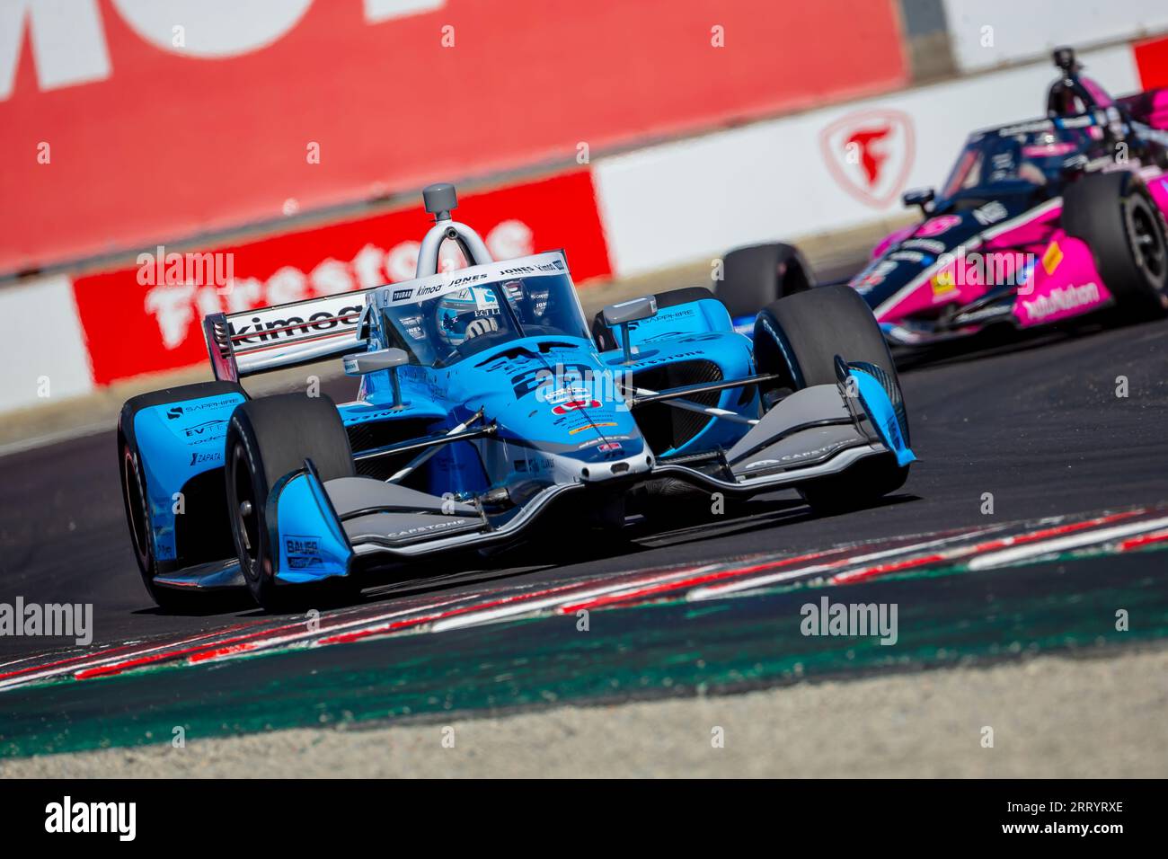 Monterey, KALIFORNIEN, USA. September 2023. Der INDYCAR-Fahrer DEVLIN DeFRANCESCO (29) aus Toronto, Kanada, reist während einer Trainingseinheit für den Firestone Grand Prix von Monterey auf dem WeatherTech Raceway Laguna Seca in Monterey, KALIFORNIEN, durch die Kurven. (Bild: © Kenneth L Weisenberger Grindston/ASP) NUR REDAKTIONELLE VERWENDUNG! Nicht für kommerzielle ZWECKE! Stockfoto