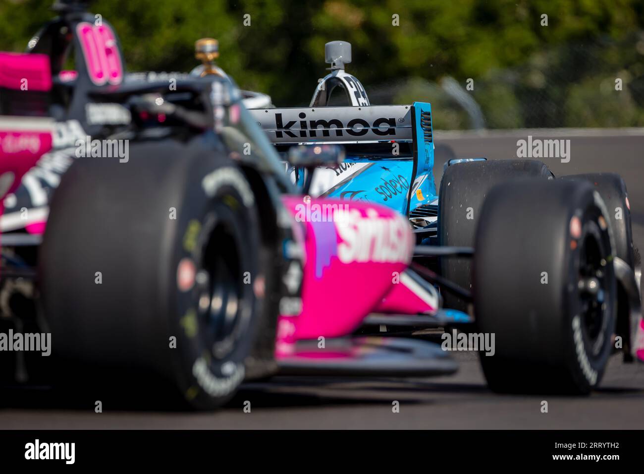 Monterey, KALIFORNIEN, USA. September 2023. Der INDYCAR-Fahrer DEVLIN DeFRANCESCO (29) aus Toronto, Kanada, reist während einer Trainingseinheit für den Firestone Grand Prix von Monterey auf dem WeatherTech Raceway Laguna Seca in Monterey, KALIFORNIEN, durch die Kurven. (Bild: © Kenneth L Weisenberger Grindston/ASP) NUR REDAKTIONELLE VERWENDUNG! Nicht für kommerzielle ZWECKE! Stockfoto