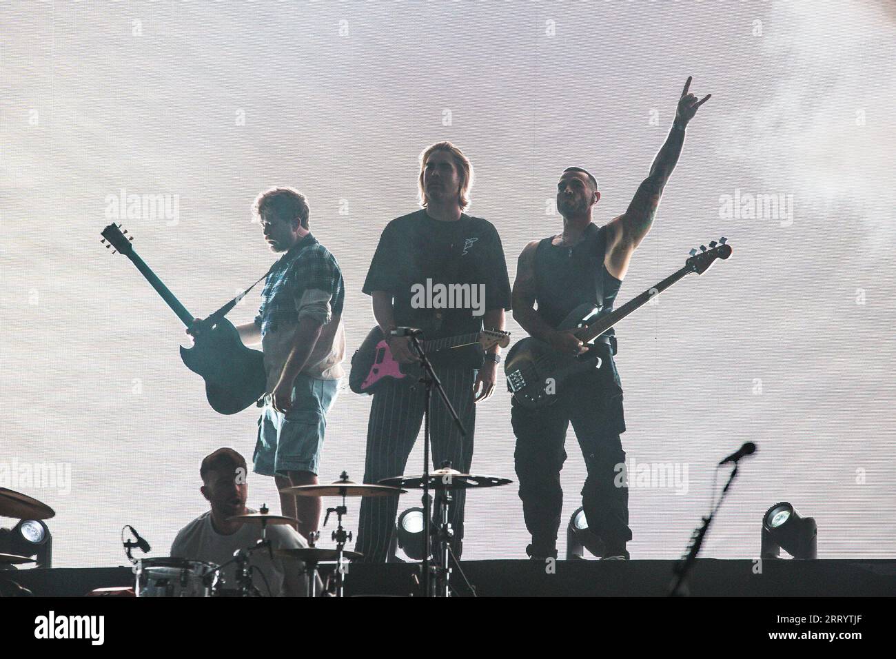 9. September 2023: James Bourne, Matt Willis und Charlie Simpson von der britischen Pop-Punk-Band â€˜Bustedâ€™ treten in der Birmingham Arena auf ihrer 20th Anniversary Tour 2023 auf (Credit Image: © Myles Wright/ZUMA Press Wire) NUR REDAKTIONELL! Nicht für kommerzielle ZWECKE! Stockfoto