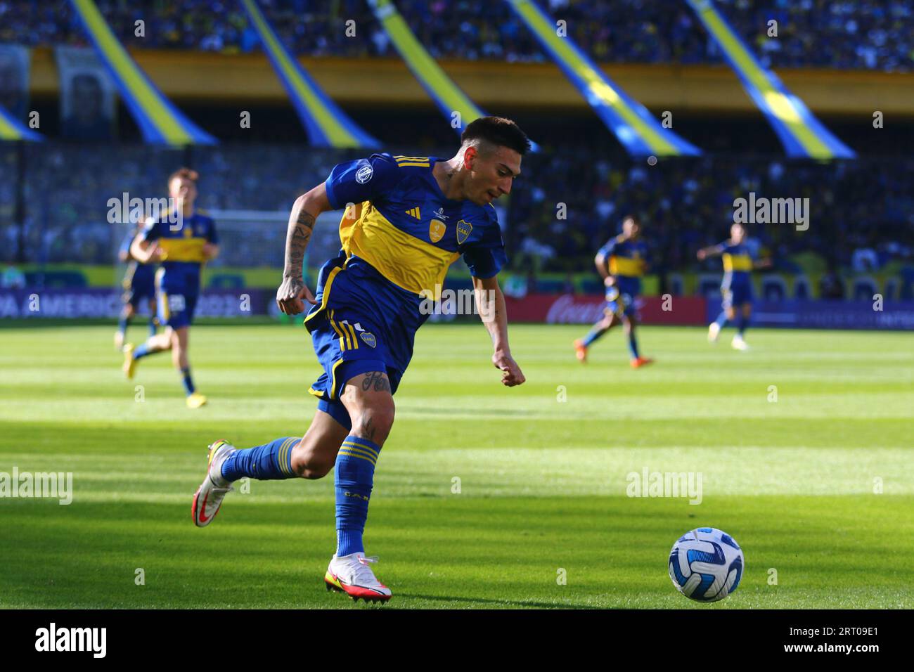 Buenos Aires, Argentinien. September 2023. Natan Acosta von Boca Juniors während des Endspiels des U20 Intercontinental Cup im La Bombonera Stadium ( Credit: Néstor J. Beremblum/Alamy Live News) Stockfoto