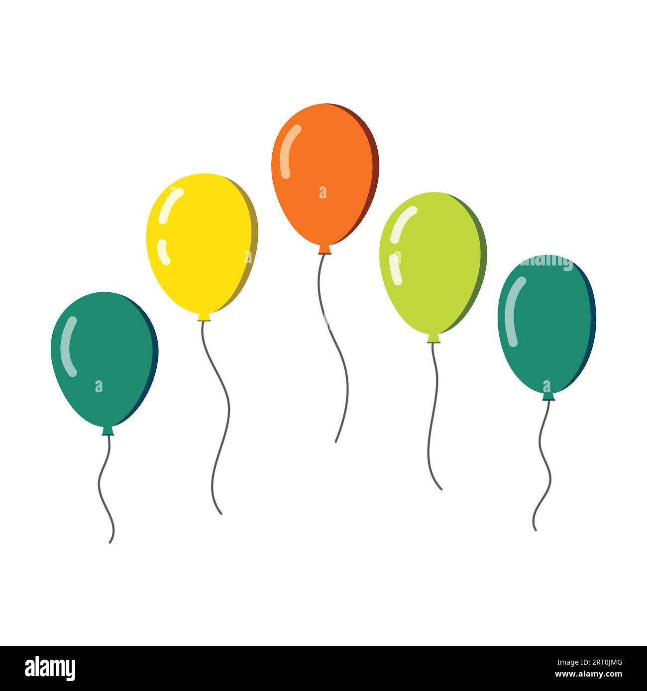 Fliegender Ballon im Air-Cartoon-Stil. Roter, gelber und grüner Ballon Stock Vektor