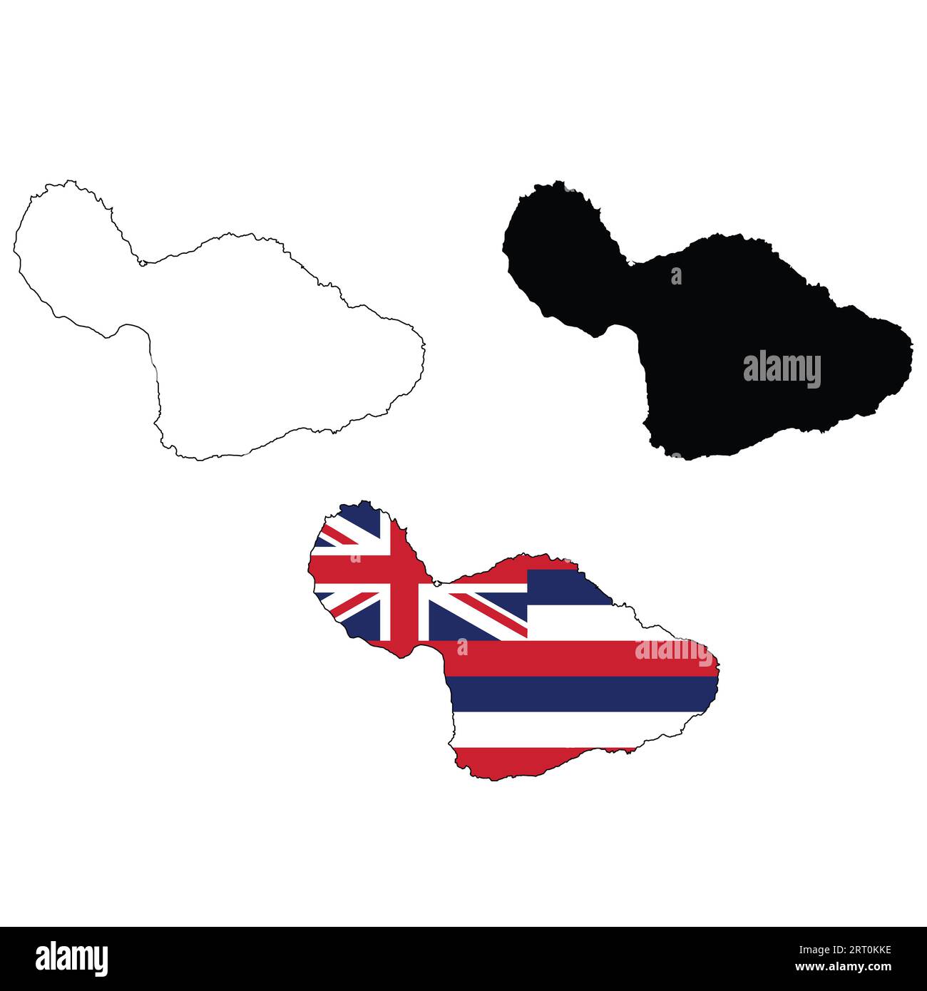 Maui-Kartensymbol. Maui Island Clipart. Karte Mit Maui-Flagge Svg. Modellstruktur. Flacher Stil. Stockfoto