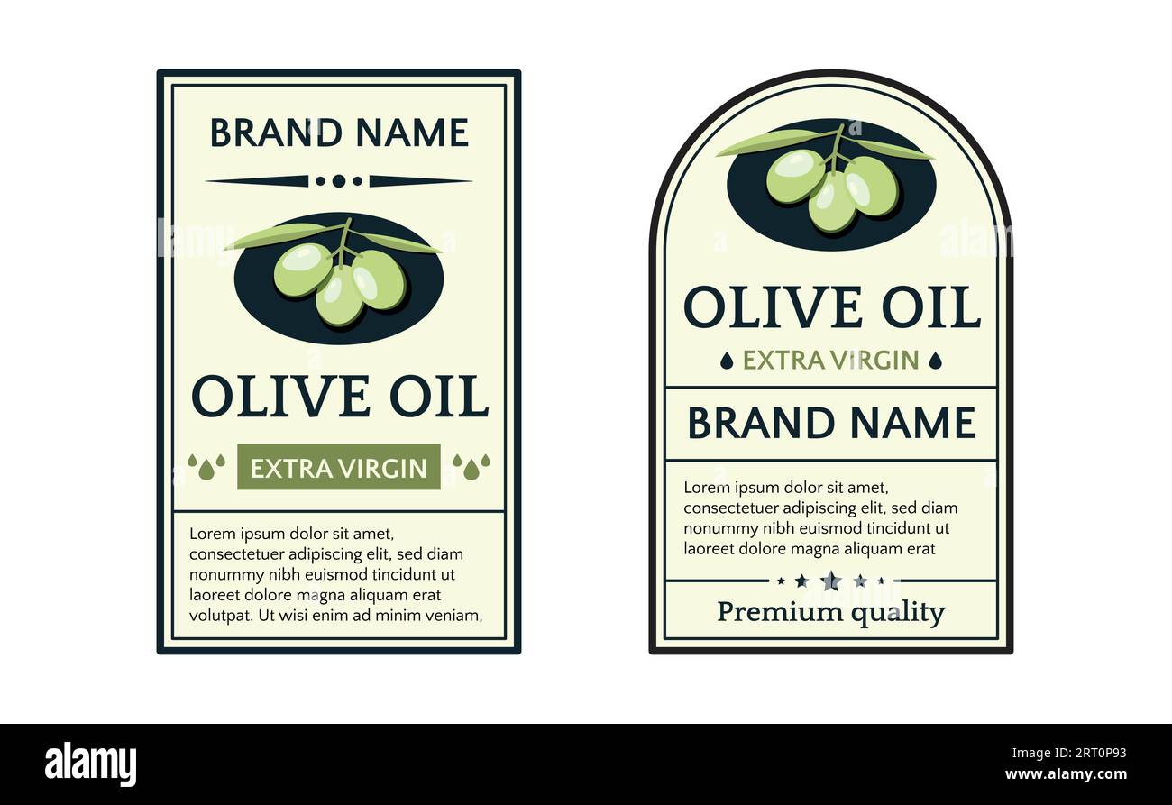 Etikettenset mit extra nativem Olivenöl Stock Vektor