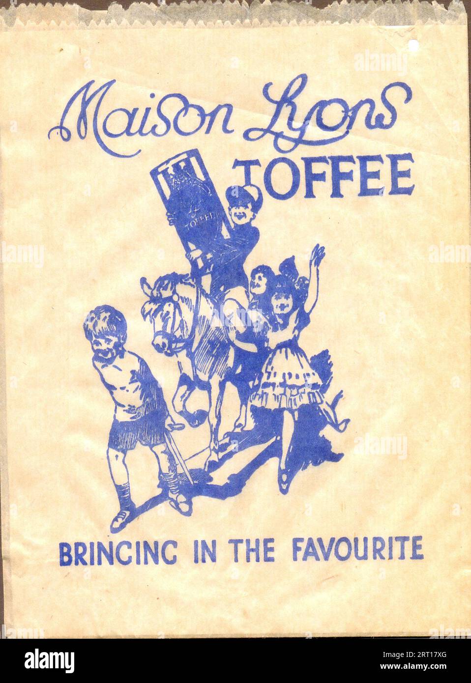 Die Sack Advertising Maison Lyons Toffee betitelte das Lieblingsstück um 1935 Stockfoto