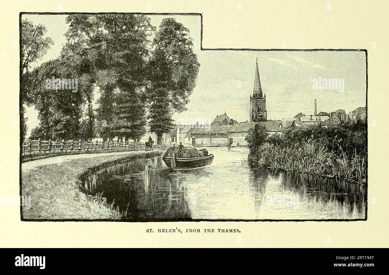 Die Themse in Abingdon mit Blick auf St. Helens Pfarrkirche aus dem Buch Cathedrals, Abbeys and Churches of England and Wales : Descriptive, Historical, Pictorial von Bonney, T. G. (Thomas George), 1833-1923; Publisher London : Cassell 1890 Stockfoto