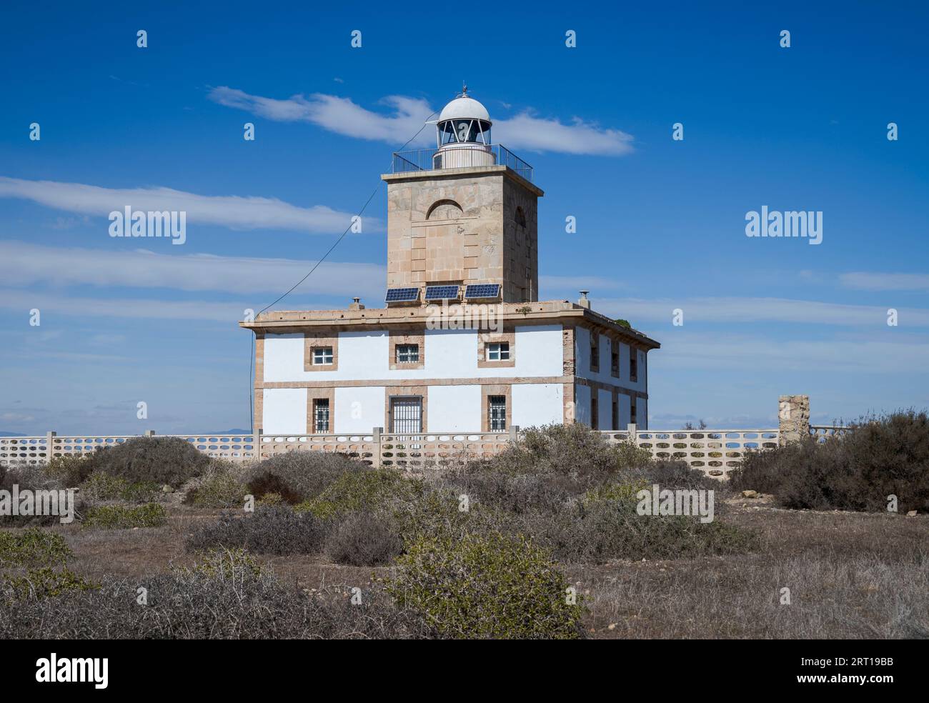 Leuchtturm der Insel Tabarca, Provinz Alicante, Spanien. Es wurde 1,790 erbaut. Stockfoto