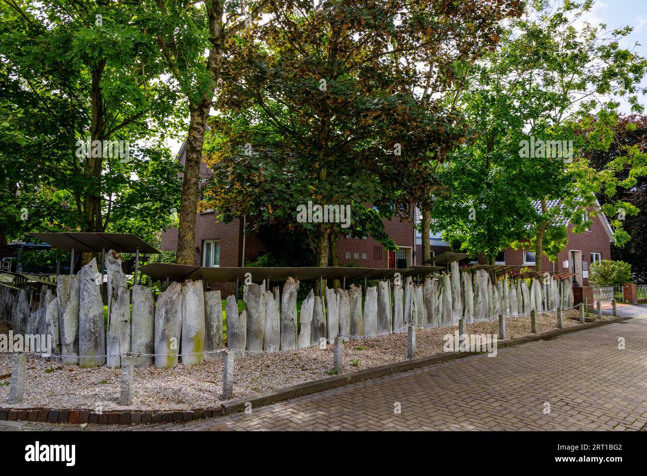 Walebonzaun auf einem Haus auf Borkum, Ostfriesische Inseln, Deutschland Stockfoto