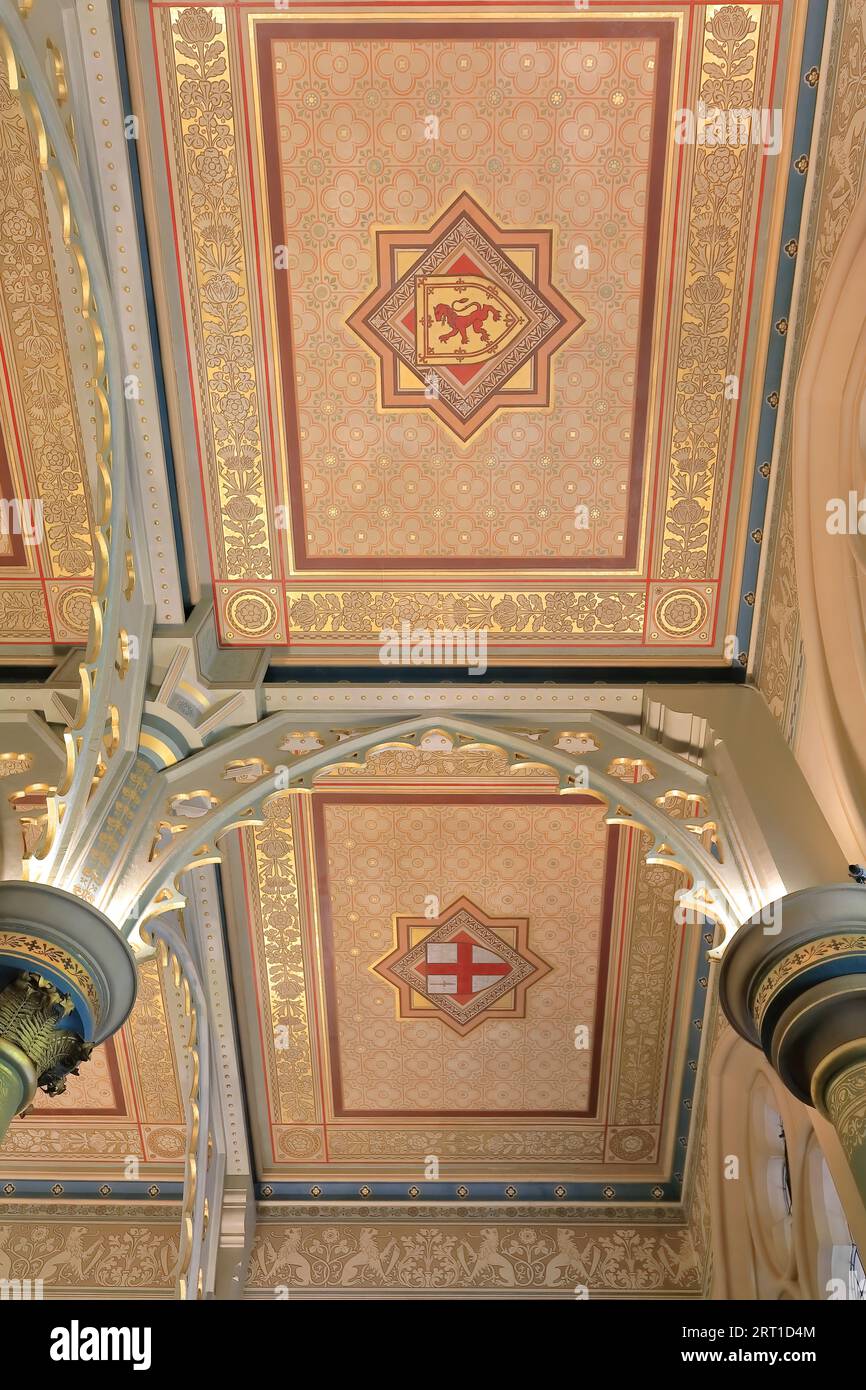 925 die ehemalige es&A Bankierhalle, erbaut 1887 n. Chr. im venezianisch-gotischen Stil mit einer sehr dekorativen Decke. Melbourne-Australien. Stockfoto