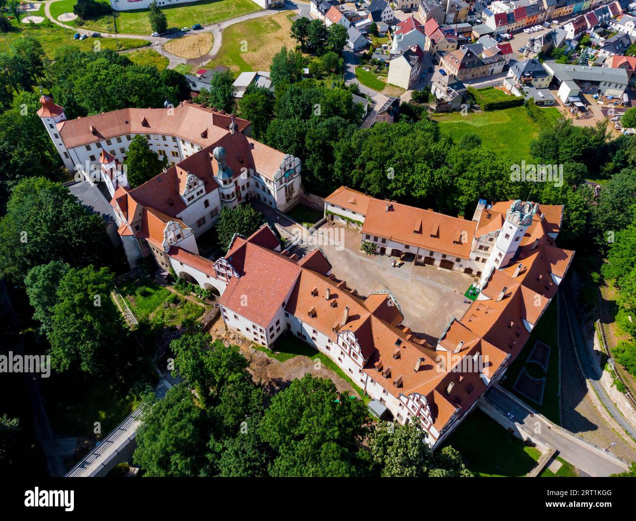 Schloss Hinterglauchau ist eine Renaissanceschloss in Glauchau im Westen Sachsens. Sie wurde ab 1470 auf dem Gelände einer um 1170 errichteten Burg errichtet Stockfoto