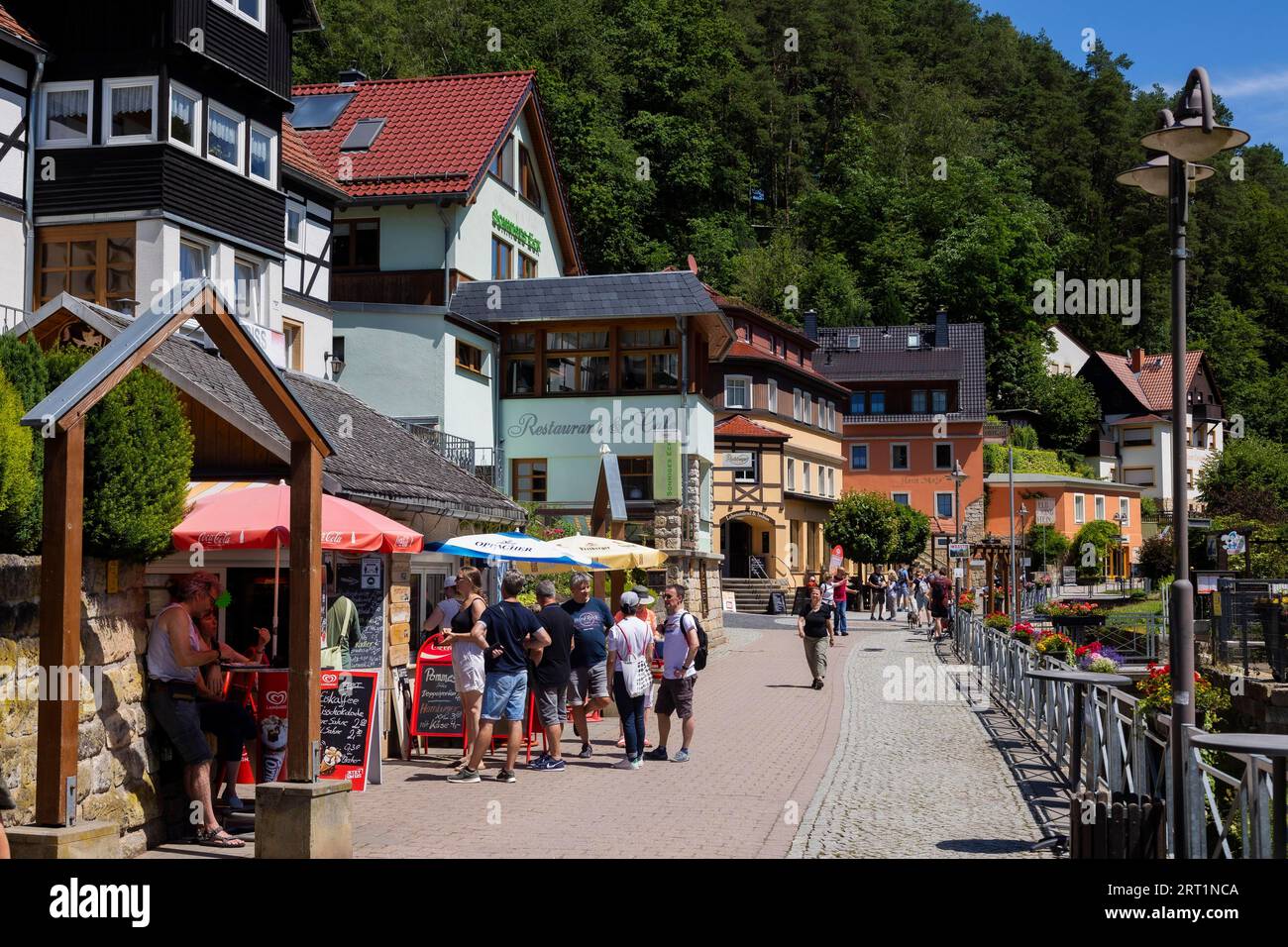 Im Kurort Rathen geht der Tourismus langsam wieder auf Stockfoto
