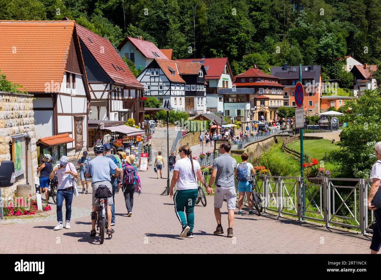 Im Kurort Rathen geht der Tourismus langsam wieder auf Stockfoto