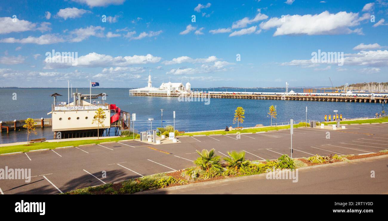 Die Geelong Waterfront an einem heißen Sommerabend in Victoria, Australien Stockfoto