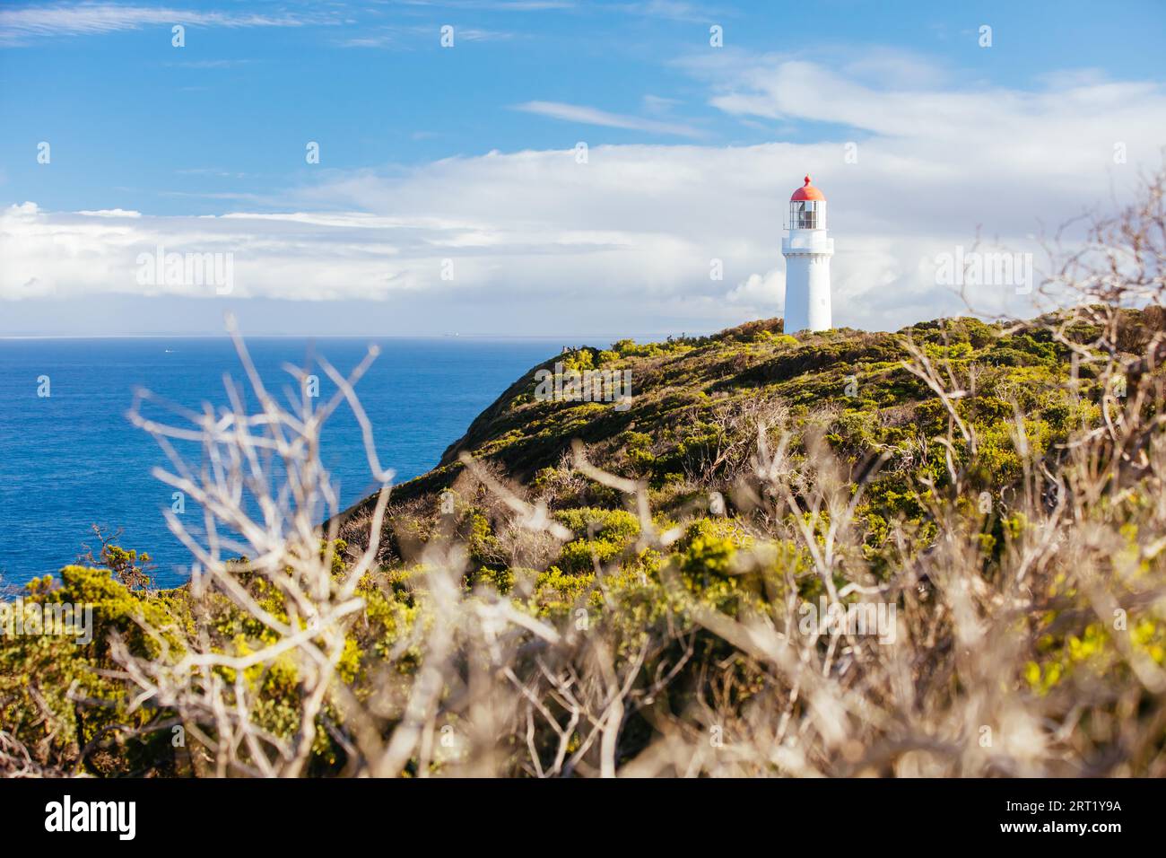 Cape Schanck Lighthouse Reserve an einem kühlen, klaren Wintermorgen auf der Mornington Peninsula in Victoria, Australien Stockfoto