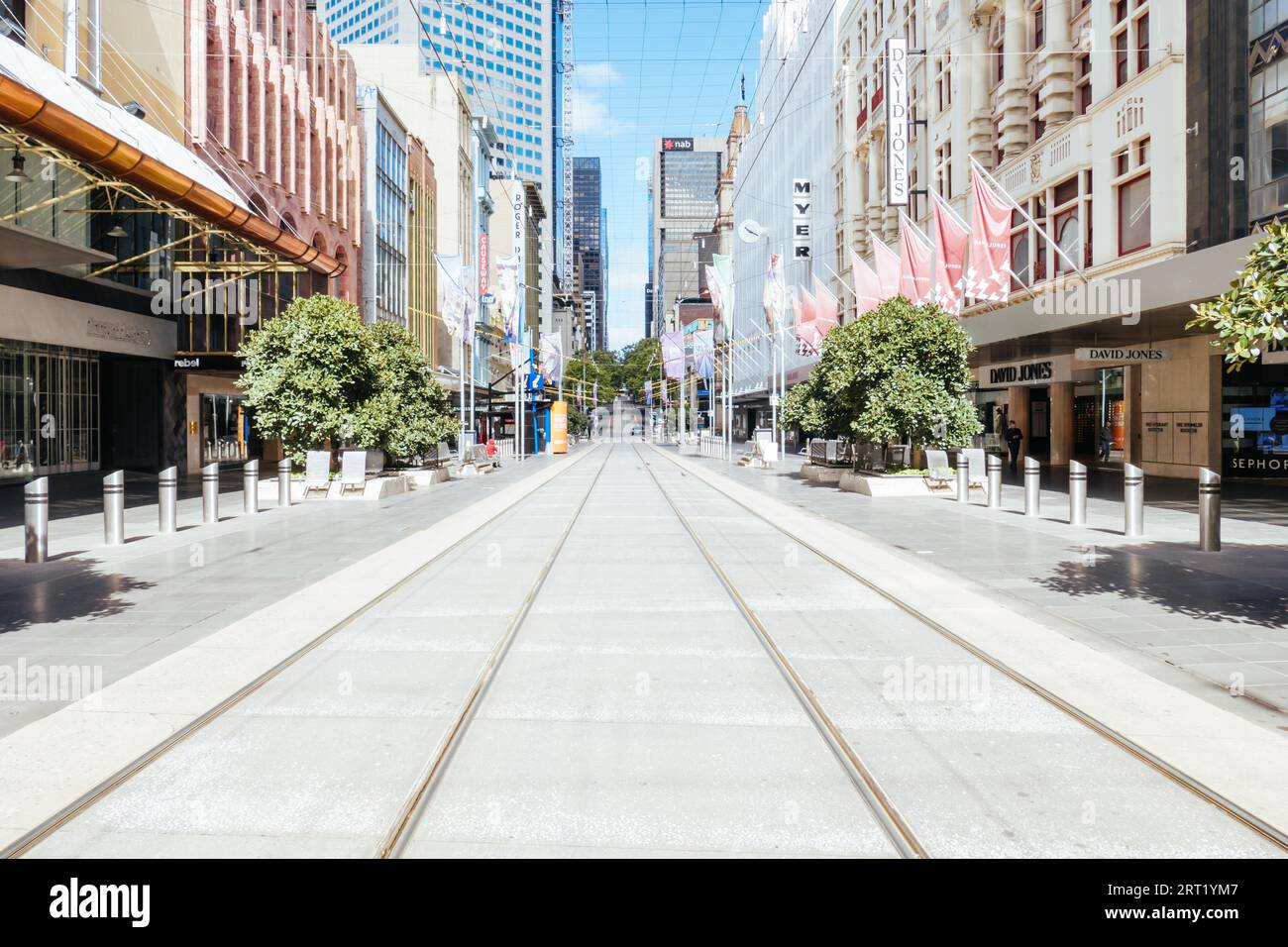 Melbourne, Australien, 25. Oktober 2020: Die Bourke St in Melbourne ist während der Coronavirus-Pandemie und der damit verbundenen Sperrung ruhig und leer Stockfoto