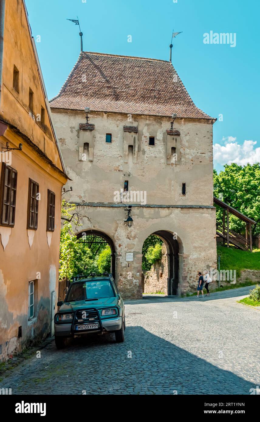 Die wunderschöne Stadt Sighisoara in Transsilvanien, Rumänien Stockfoto