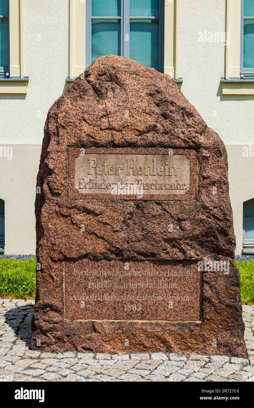 Glashuette ist eine kleine Stadt im sächsischen Landkreis Saechsische Schweiz-Osterzgebirge und ist weltweit bekannt, vor allem für die Uhr Stockfoto