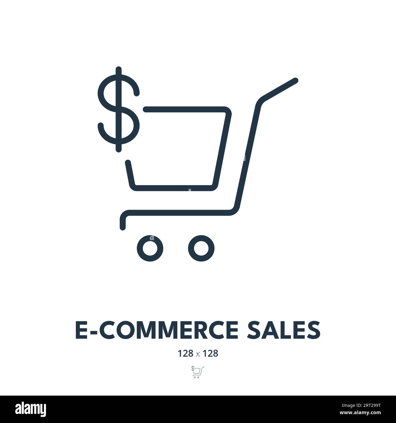 Symbol E-Commerce Sales (E-Commerce-Vertrieb). Kaufen, Speichern, Online. Bearbeitbare Kontur. Symbol „Einfacher Vektor“ Stock Vektor