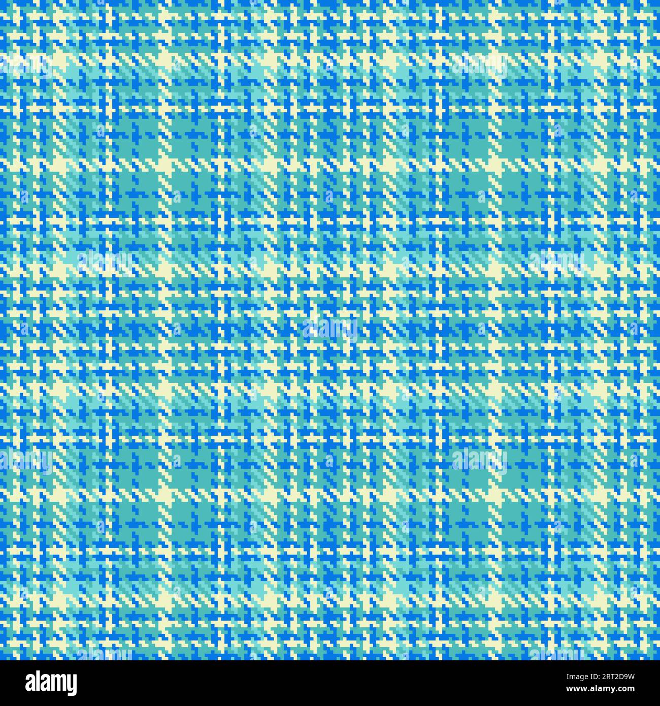 Kariertes Textil mit kariertem Hintergrund und einem nahtlosen Tartan-Texturvektor in Blau- und Cyanfarben. Stock Vektor