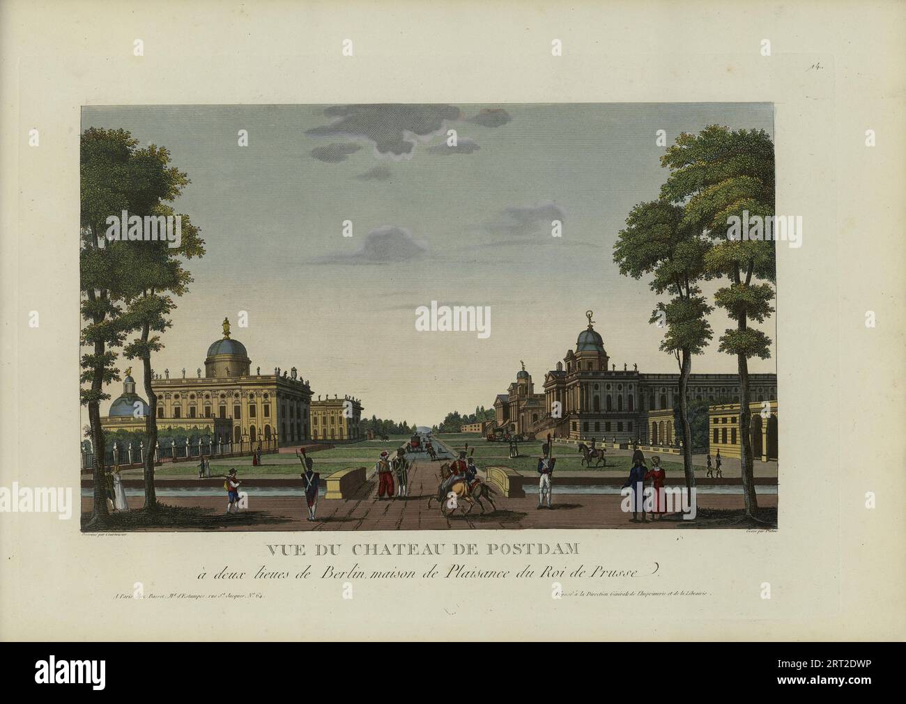 Vue du ch&#xe2;Teau de Potsdam, &#xe0; deux lieues de Berlin, maison de plaisance du ROI de Prusse, 1817-1824. Private Sammlung. Stockfoto