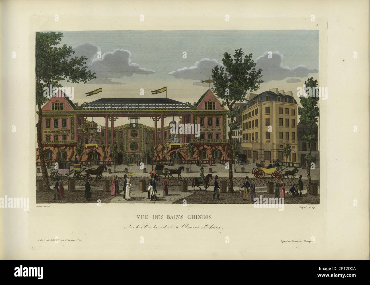 Vue des Bains chinois, sur le Boulevard de la Chauss&#xe9;e d'Antin, 1817-1824. Private Sammlung. Stockfoto