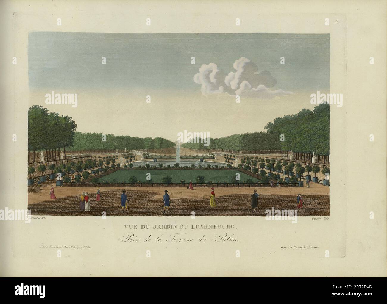 Vue du jardin du Luxembourg, Prise de la Terrasse du Palais, 1817-1824. Private Sammlung. Stockfoto