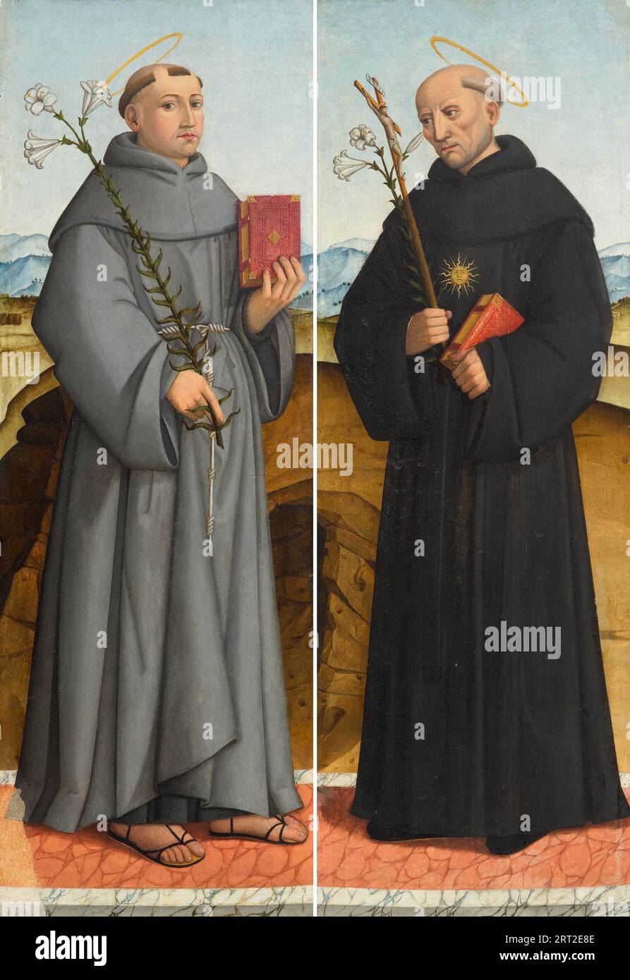 Der Heilige Antonius von Padua. Nikolaus von Tolentino. Private Sammlung. Stockfoto