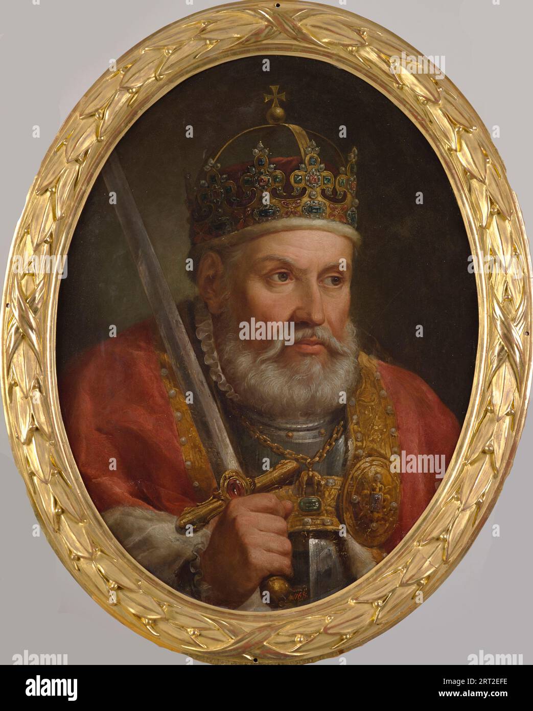 Porträt von Sigismund I. von Polen (1467-1548), 1768-1771. Gefunden in der Sammlung der königlichen Burg, Warschau. Stockfoto Porträt von Sigismund I. von Polen (1467-1548), 1768-1771. Gefunden in der Sammlung der königlichen Burg, Warschau. Stockfoto
