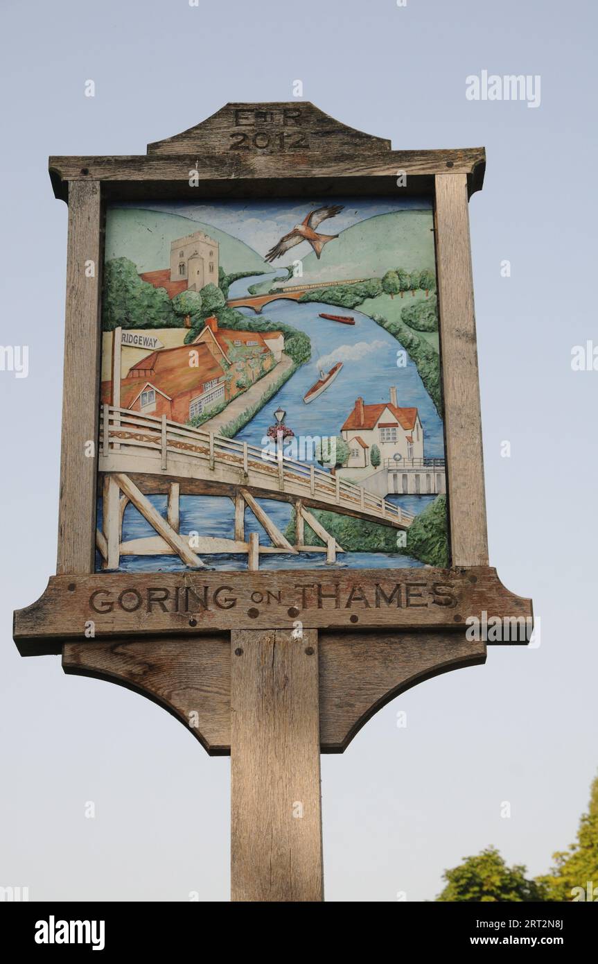 Stadtschild, Goring-on-Thames, Oxfordshire Stockfoto