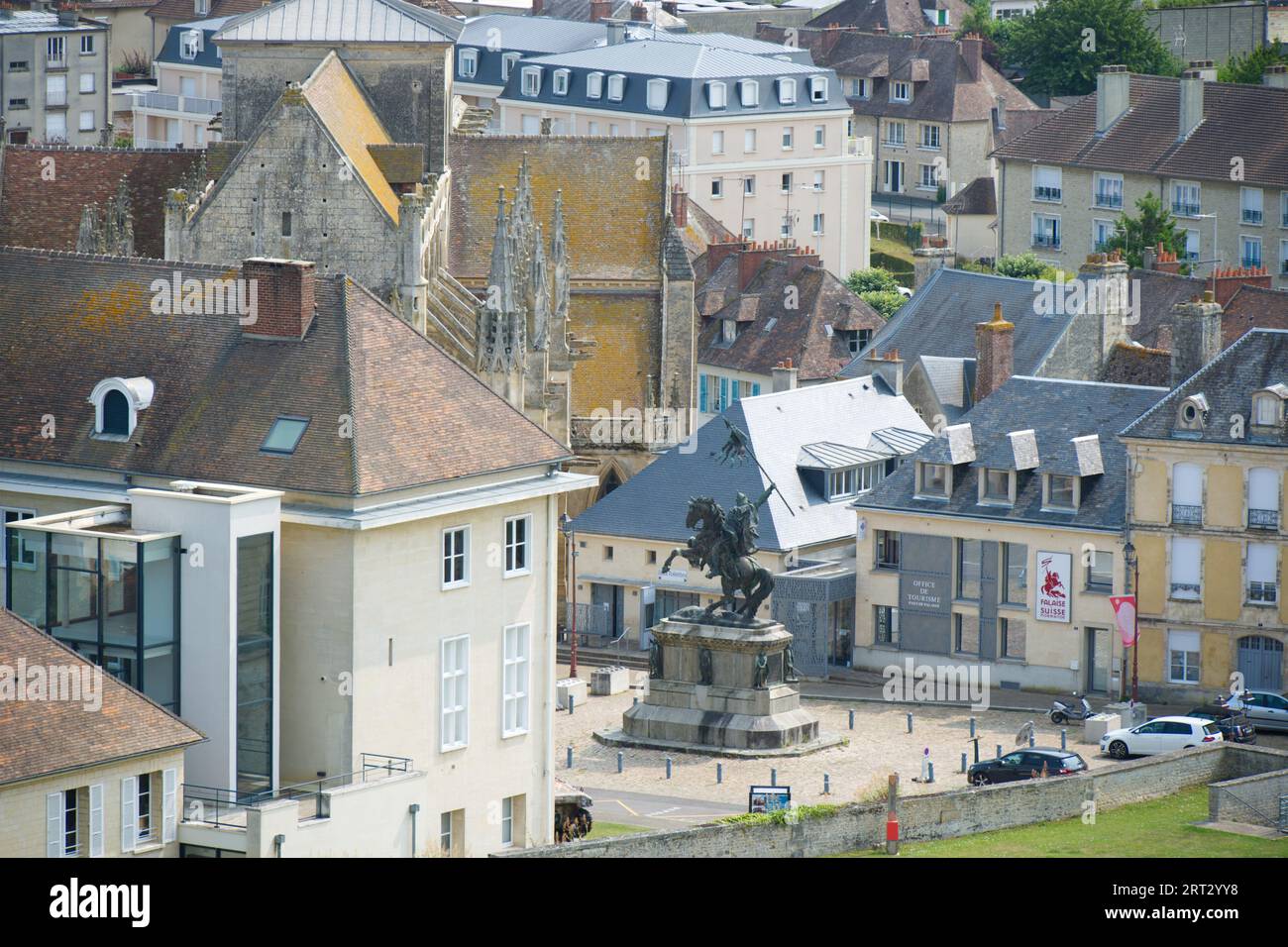 Reiterstatue von Wilhelm dem Eroberer in Falaise Frankreich Stockfoto